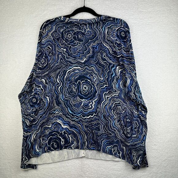2/$30 Sejour Cardigan Sweater Womens 3X Blue Abstract Colorful Artsy Resortwear - Picture 9 of 10